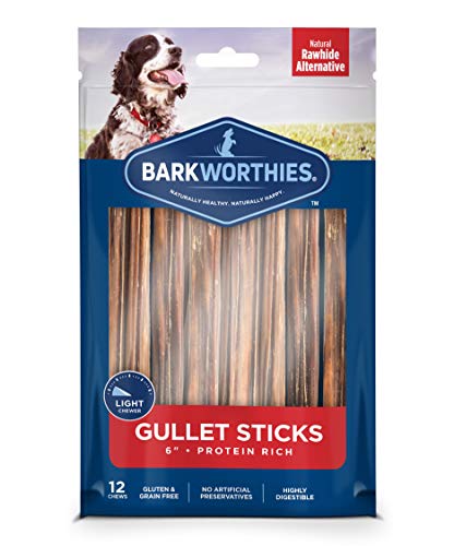 Product Cover Barkworthies 6-inch Beef Gullet Sticks for Dogs (12 pk) - Healthy Dog Treats - Protein-Packed, Promotes Dental Health - Quick Hollow Dog Chew - Great for Older Dogs and Teething Puppies