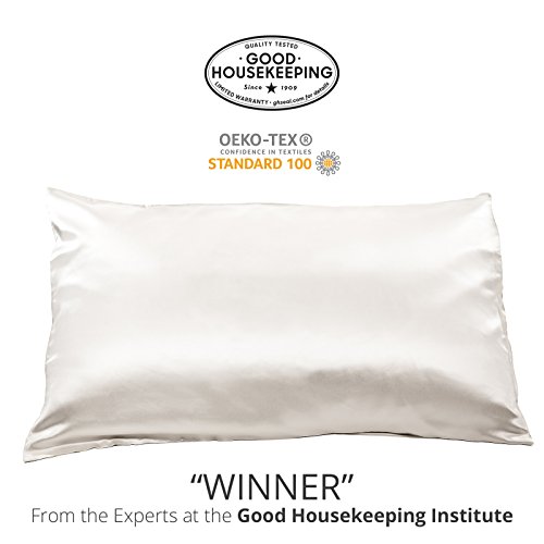 Product Cover Fishers Finery 25mm 100% Pure Mulberry Silk Pillowcase Good Housekeeping Winner (White, Standard)