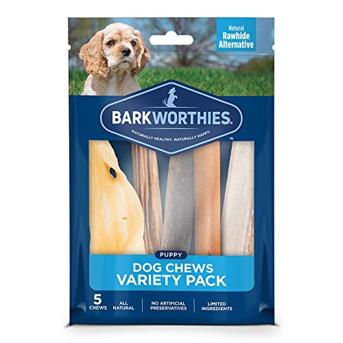 Product Cover Barkworthies Healthy Dog Treats & Chews Puppy Dog Variety Pack (5 Chews) - Protein-Rich, All-Natural, Highly Digestible, Rawhide Alternative - Promotes Dental Health - Great Gift for All Dogs