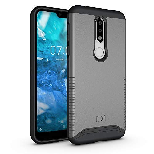 Product Cover TUDIA Merge Nokia 7.1 Case with Heavy Duty Extreme Protection/Rugged but Slim Dual Layer Shock Absorption Case for Nokia 7.1 (2018) [NOT Compatible with Nokia 6.1] (Metallic Slate)