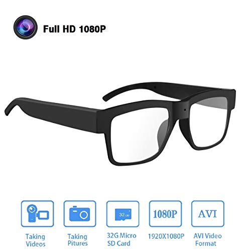 Product Cover Camera Glasses 1080P,HD Video Glasses Max 32GB Memory Card - Eye Glasses with Camera - Wearable Camera