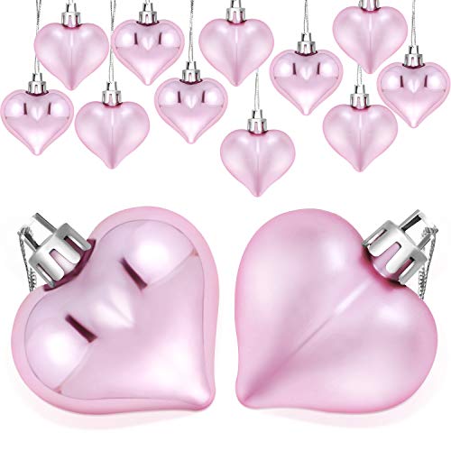 Product Cover Boao 24 Pieces Heart Shaped Ornaments Valentine's Day Heart Ornament for Valentine's Day Decoration, 2 Styles(Pink)