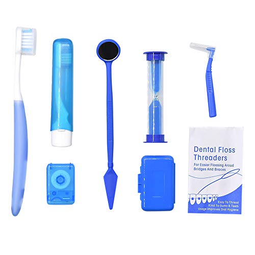 Product Cover Angzhili Portable Orthodontic Toothbrush Kit for Orthodontic Patient Orthodontic Care Kit for Braces Interdental Brush Dental Wax Dental Floss Toothbrush Box Oral Care Kit Dental Travel Kit(Blue)