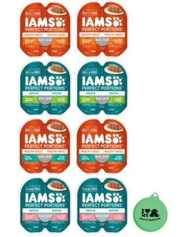 Product Cover Iams Perfect Portions Grain Free Pate Premium Wet Cat Food Variety Pack, 4 Flavor Bundle, 2.6 Oz Each - 8 Twin Packs (16-1.3 Oz Servings) Plus Can Cover