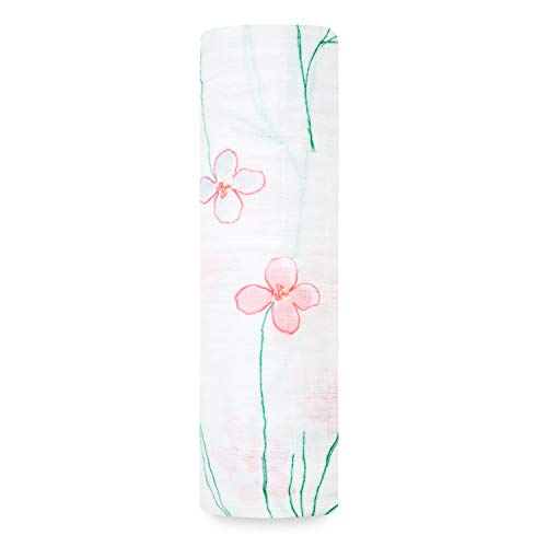 Product Cover aden + anais Swaddle Blanket | Boutique Muslin Blankets for Girls & Boys | Baby Receiving Swaddles | Ideal Newborn & Infant Swaddling Set | Perfect Shower Gifts, Single, Fantasy Flowers