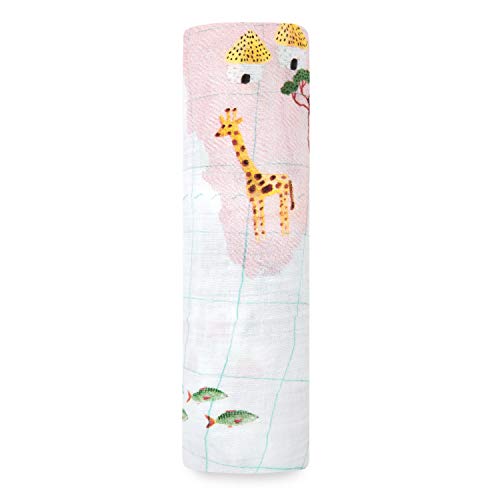 Product Cover aden + anais Swaddle Blanket | Boutique Muslin Blankets for Girls & Boys | Baby Receiving Swaddles | Ideal Newborn & Infant Swaddling Set | Perfect Shower Gifts, Single, Around The World