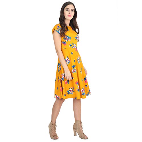 Product Cover Rudraaksha Floral Printed Knee Length Dress for Women