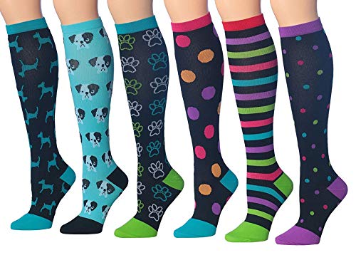 Product Cover Ronnox Women's 6-Pairs Colorful Patterned Knee High Graduated Compression Socks CP01-BD