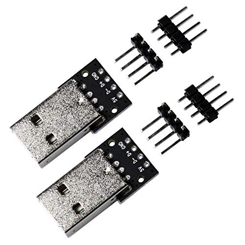 Product Cover flashtree 【2 Pcs USB 2.0 Type A Male Breakout Board 2.54mm Pin Out 100 mils