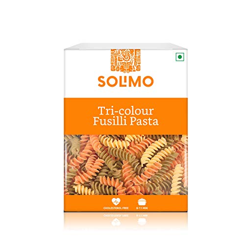 Product Cover Amazon Brand - Solimo Tri-Colour Durum Wheat Fusilli Pasta, 500g
