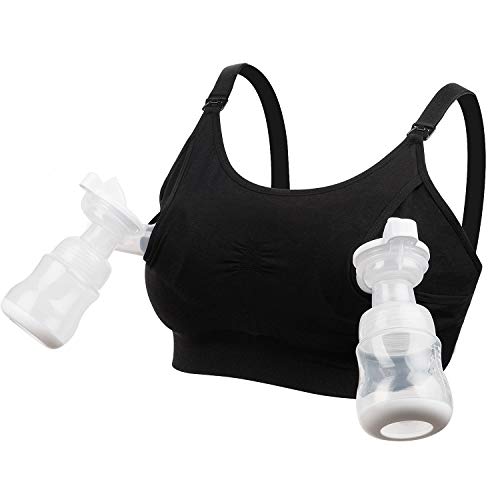 Product Cover Hands Free Pumping Bra, Momcozy Adjustable Breast-Pumps Holding and Nursing Bra, Suitable for Breastfeeding-Pumps by Medela, Lansinoh, Philips Avent, Spectra, Evenflo and More (Upgrade, Medium)