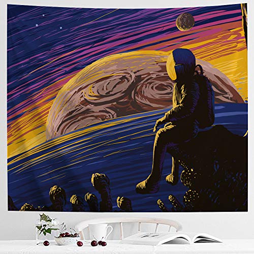Product Cover IcosaMro Space Tapestry, Astronaut Men Wall Decor, Stars Planets Mars Earth Wall Hanging Art for Bedroom Living Room College Dorm (51x60, Hemmed Edges)