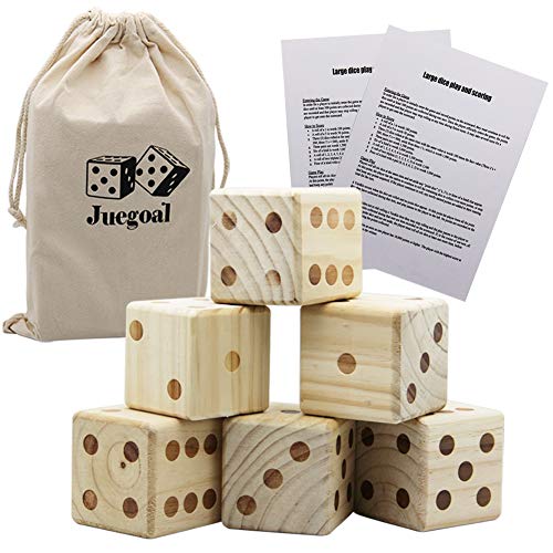 Product Cover Juegoal Yard Dice Game, Giant 6 Wooden Dice Set Indoor Outdoor Lawn Game for Adult, Kids, Family Playing