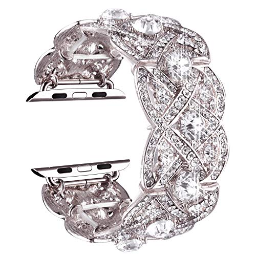 Product Cover VIQIV Bling Bands for Apple Watch 40mm 44mm Iwatch Series 4 3 2 1, Diamond Rhinestone Stainless Steel Metal Bracelet Wristband Strap for Women