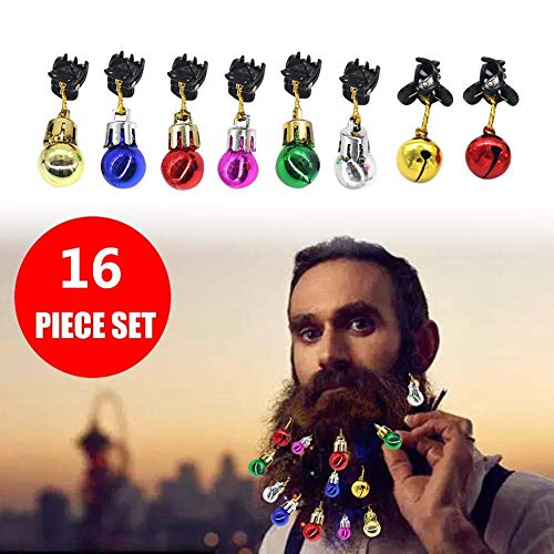 Product Cover Gorgebuy Chrismas Jingle Bells Clips4 + Light Bulb Clips12 for Hair Beard Baubles - Colorful Body Ornaments for Dad, Santa Claus, Father