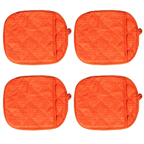 Product Cover BESTONZON 4 Pcs Oven Gloves Thicken 2 in 1 Anti-Scald Insulation Microwave Oven Mitt Pot Holder Set (Orange)