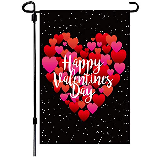 Product Cover BOUTIQUE_GOODS Valentine's Day Flag,12.5x18 Inch Valentine's Heart Garden Flag Double Sided Printing 2 Layer Burlap Valentine Flags for Your Valentine's Day Decoration