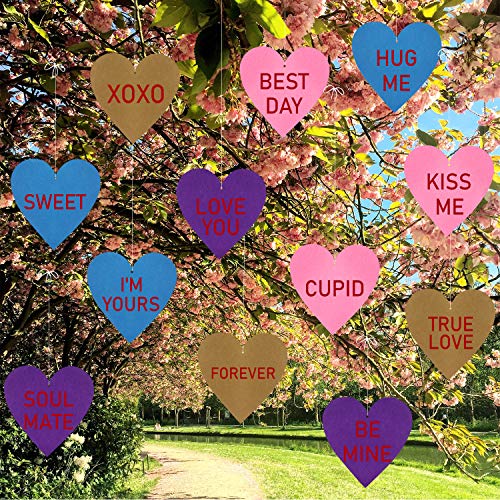 Product Cover Valentine's Day Hanging Candy Hearts -Valentines Lawn Decorations -Valentines Yard Outdoor Decorations (Set of 12)