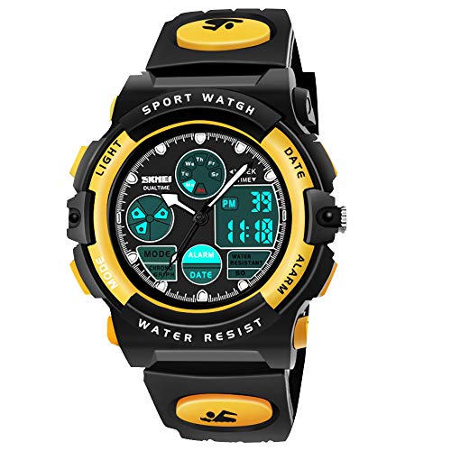 Product Cover SOKY Cool Toys for 6-15 Year Old Boys, LED 50M Waterproof Sports Digital Watches Gifts for Teen Boys Birthday Christmas Gifts for 6-11 Year Old Girls Boys Stocking Fillers for Teens Kids Yellow SKUSW3