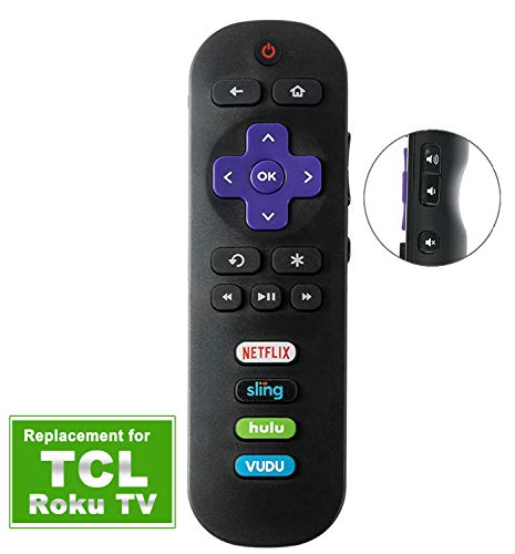 Product Cover Remote Control for TCL Roku TV Smart TV RC280 55UP120 55us57 55S401 32S3850 40FS3800 48FS3700 32S3800 55FS3700 48FS4610R 32S3850A 55FS4610R 40FS4610R with NETFLIX Sling HULU VUDU Keys 2017 2018 tcl tv
