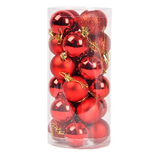 Product Cover FizzyTech 24pcs 3CM RED Christmas Tree Baubles Balls Decor Ornament Xmas Party Decorations (Red)
