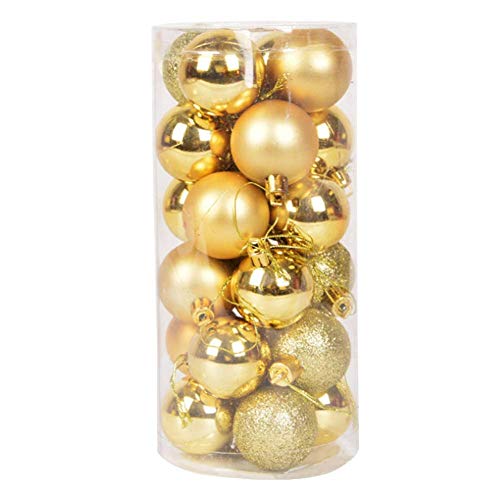 Product Cover FizzyTech 24pcs 3CM Golden Christmas Tree Baubles Balls Decor Ornament Xmas Party Decorations (Gold)