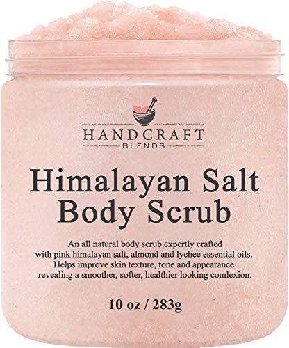 Product Cover Handcraft Himalayan Salt Body Scrub, Foot Scrub, Hand Scrub - Moisturizing & Exfoliating Full Body Scrub with Lychee Oil & Sweet Almond Oil for Removing Dead Skin Cells - 10 oz
