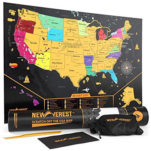 Product Cover Newverest Scratch Off United States Map - Detailed USA Scratch Map, Travel Art Poster, Fits 17