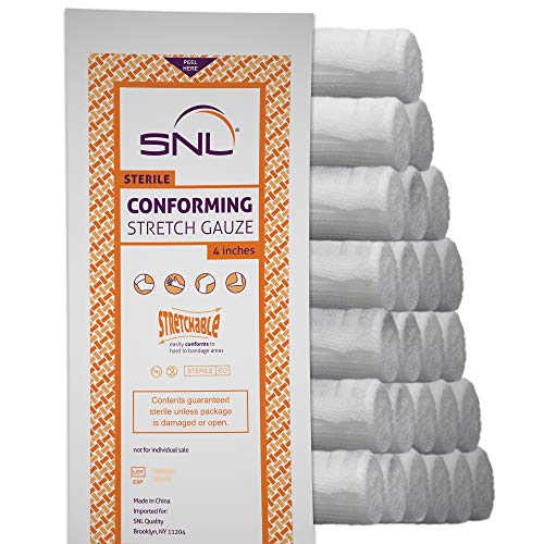 Product Cover SNL Quality Sterile 4 inch Conforming, Latex Free, Stretch Gauze Bandage Roll - Pack of 24