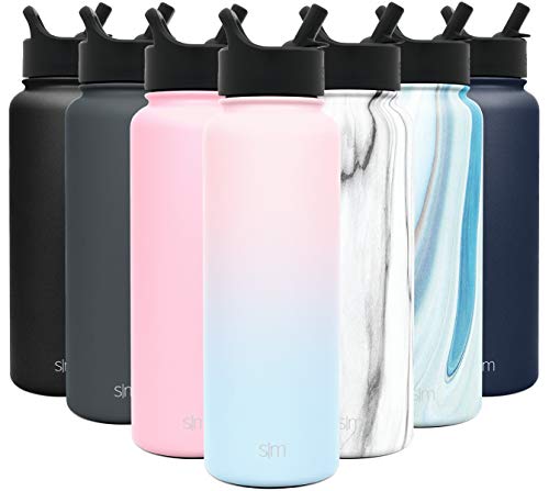 Product Cover Simple Modern 40 oz Summit Water Bottle with Straw Lid - Gifts for Men & Women Hydro Vacuum Insulated Tumbler Flask Double Wall Liter - 18/8 Stainless Steel Ombre: Sweet Taffy