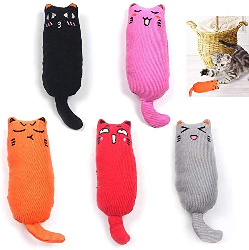 Product Cover AUOKER Cat Chew Toy for Teething, 5 Pack Cute Cat Squishy Toys with Catnip and  Soft Cotton Stuffing for Cat/ Kitten Chewing, Dental Molar, Reduce Pet's Loneliness - Interactive Catnip Toys for Cats