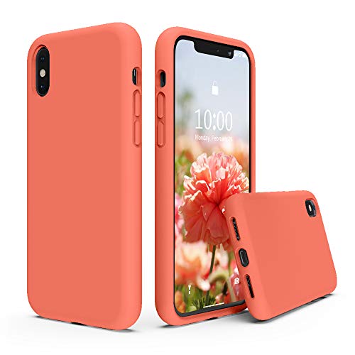 Product Cover SURPHY Silicone Case for iPhone X iPhone Xs Case, Soft Liquid Silicone Shockproof Phone Case (with Microfiber Lining) Compatible with iPhone Xs (2018)/ iPhone X (2017) 5.8 inches (Nectarine)