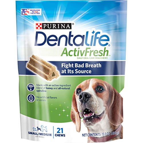 Product Cover Purina DentaLife Small/Medium Breed Dog Dental Chews, ActivFresh Daily Oral Care Small/Medium Chews - 21 Ct. Pouch