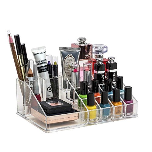 Product Cover Cartshopper 16 Compartment Cosmetic Makeup Jewellery Lipstick Storage Organiser Holder Box, 22Lx13Wx8H