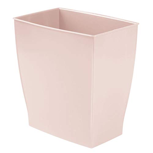 Product Cover mDesign Rectangular Trash Can Wastebasket, Small Garbage Container Bin for Bathrooms, Powder Rooms, Kitchens, Home Offices - Shatter-Resistant Plastic - Light Pink/Blush
