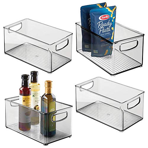 Product Cover mDesign Plastic Stackable Kitchen Pantry Cabinet, Refrigerator or Freezer Food Storage Bin Container with Handles - Organizer for Fruit, Yogurt, Snacks, Pasta - BPA Free, 10