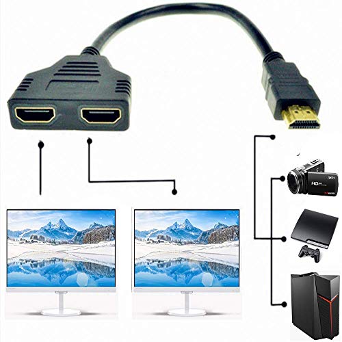Product Cover 1080P HDMI Male to Dual HDMI Female 1 to 2 Way Splitter Cable Adapter Converter for DVD Players/PS3/HDTV/STB and Most LCD Projectors(Black)