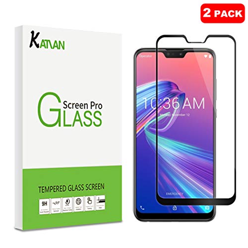 Product Cover [2 Pack] Asus Zenfone Max Pro (M2) ZB631KL Screen Protector, KATIAN HD Full Coverage Protector[Anti-Scratch] [Anti-Fingerprint] [No-Bubble], 9H Hardness Tempered Glass Screen Film [Black]