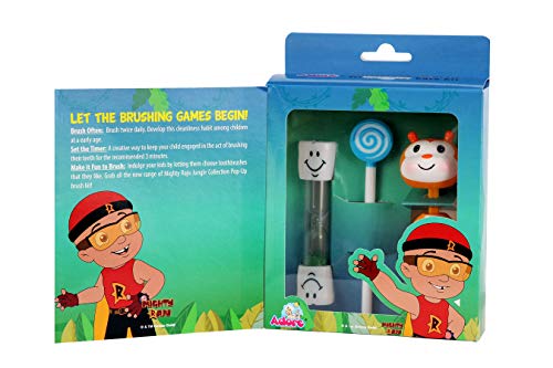 Product Cover Adore Learning Trendy Oral Kit of Mighty Raju Include 1 Popup Brush,3 Minute Sand Time and 1 Candy Tongue Cleaner | Toothbrush for Kids ...(Bee Oral Care kit)