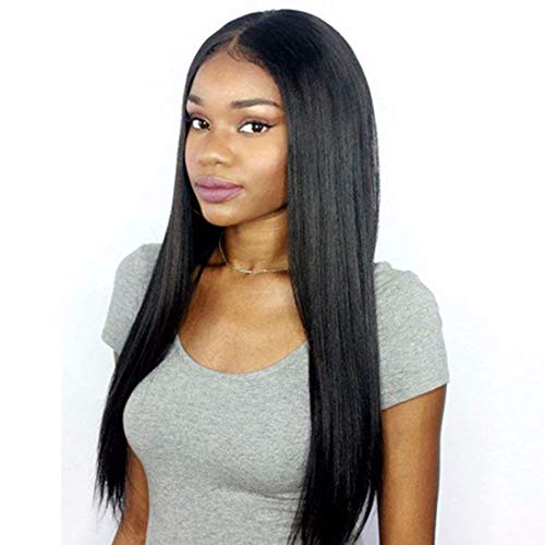Product Cover Premier 360 Lace Frontal Wig Light Yaki Straight Brazilian Remy Human Hair Wigs for Women 150% Density 360 Lace Front Wigs Pre Plucked Hairline with Baby Hair 14 inches Natural Color Free Part
