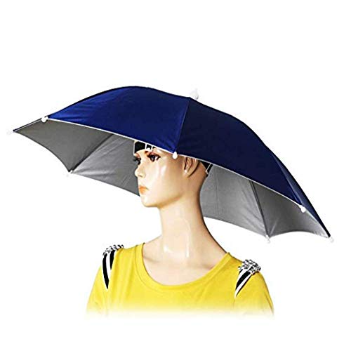 Product Cover Tesco store Elastic Band Fishing Headwear Umbrella Hat (Dark Blue)