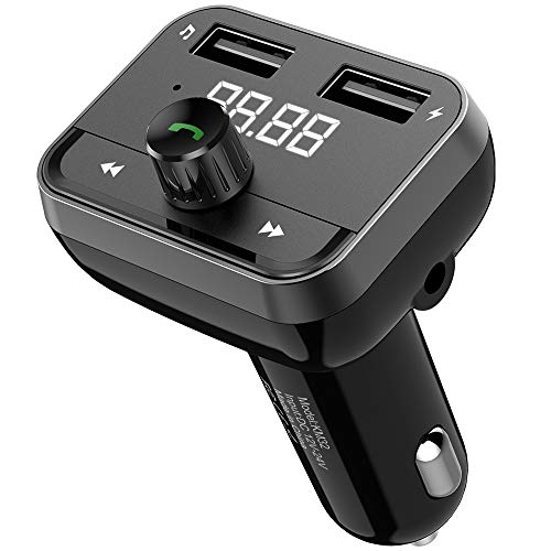 Product Cover Nulaxy V4.2+EDR Bluetooth FM Transmitter for Car, Wireless FM Radio Adapter Connect 2 Devices Simultaneously Support 5V/2.5A USB Charge, Hands-Free Talking, USB Drive and Aux Output - KM32