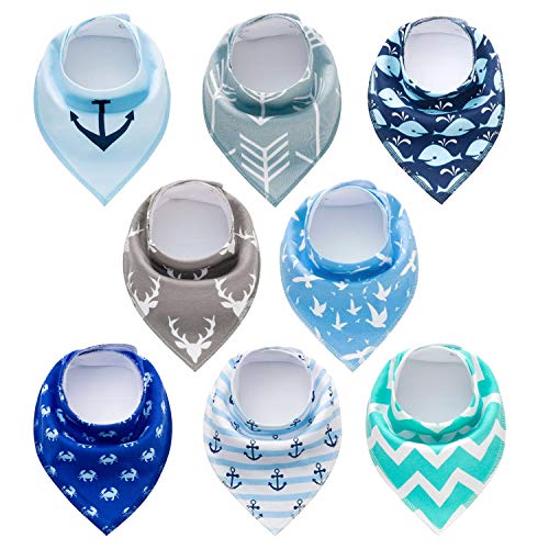 Product Cover PandaEar Baby Bandana Drool Bibs 8 Pack for Drooling and Teething, Super Absorbent Hypoallergenic, Neutral Color for Boys & Girls