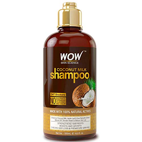 Product Cover WOW Coconut Milk Shampoo - DHT Blockers Slow Down Hair Loss, Grey Hair, Stimulate Growth For Thick, Glossy Hair - Paraben, Sulfate, Salt, Silicone Free - All Hair Types, Adults & Children - 500 mL