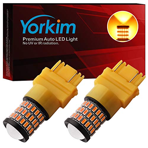 Product Cover Yorkim Ultra Bright 3157 LED Bulb Amber, 3157 LED Brake Lights, 3157 LED Backup Reverse Lights, 3156 LED Tail Lights with Projector - 3056 3156 3156A 3057 4057 3157 4157 T25 LED Bulbs, Pack of 2