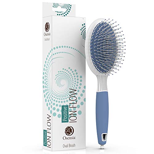 Product Cover Oval Paddle Hair Brush - Gentle Detangler Brush for Thick Hair with Ionic Mineral Nylon Bristles - Antistatic Detangling Brush for Blow-Drying and Straightening Curly Hair by Osensia
