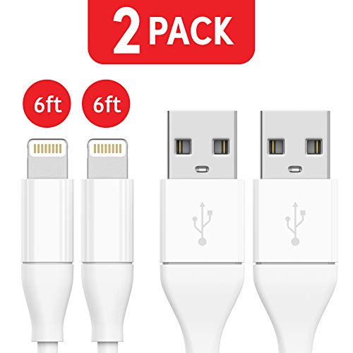 Product Cover iPhone Charger Lightning Cable 6ft (2 Pack) - by TalkWorks | Strain Relief Heavy Duty MFI Certified Apple Charger iPhone Cord for iPhone 11, 11 Pro/Max, XR, XS/Max, X, 8, 7, 6, 5, SE, iPad - White
