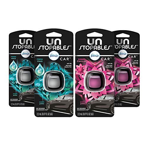 Product Cover Febreze Car Unstopables Air Freshener Vent Clips, 2 Fresh and Shimmer Scent, 4 Count