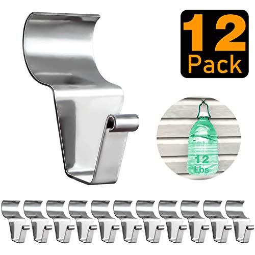 Product Cover Vinyl Siding Hooks Hanger (12 Pack), Heavy Duty Stainless Steel No-Hole Needed Siding Clips for Hanging