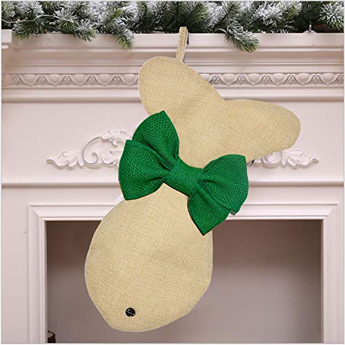 Product Cover Malier Pet Christmas Stocking for Dogs Cats Pets Jute Natural Burlap Cat Fish Shape Hanging Cat Christmas Stocking (Green)